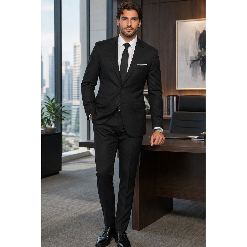 Haggar H26 Suit Coat Mens 40R Black Premium Stretch Tailored Fit Academia Preppy